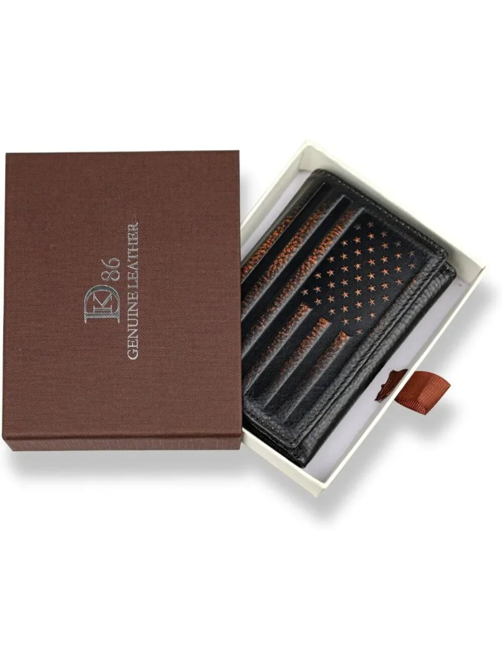 American Flag Trifold Wallet for Men | Full Grain Leather | RFID Blocking, Hand